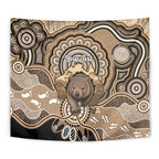 Personalised Australia Wombat Tapestry Aussie Map Indigenous Art