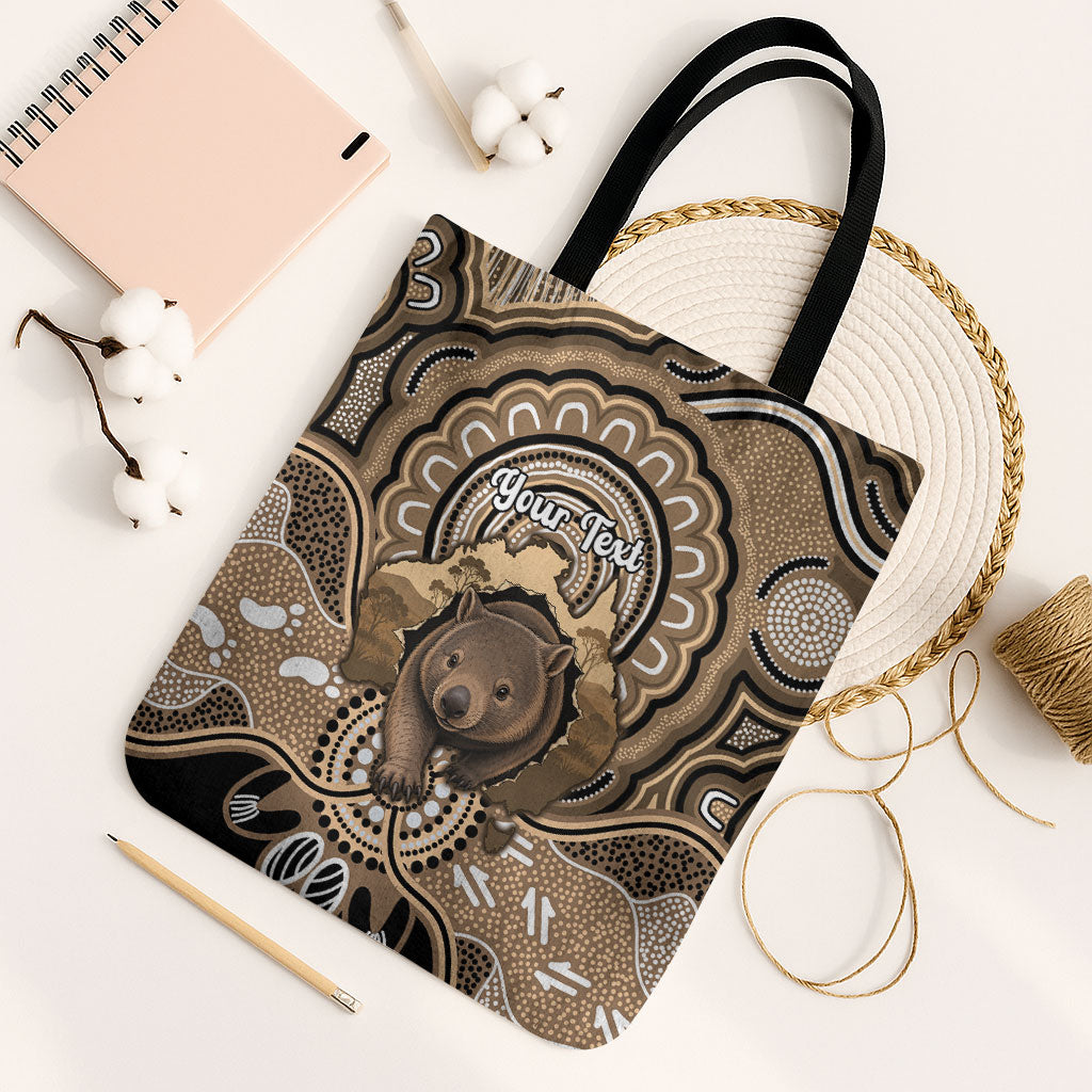 Personalised Australia Wombat Tote Bag Aussie Map Indigenous Art