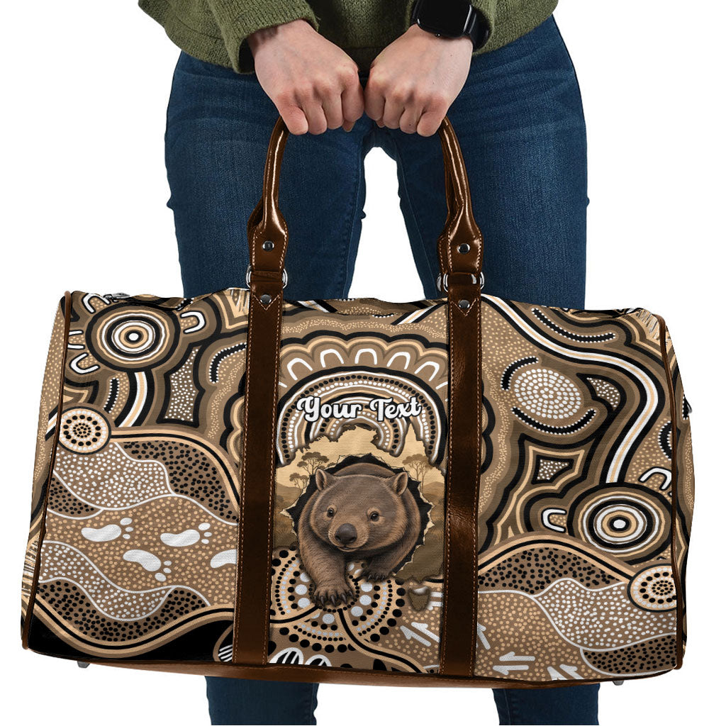 Personalised Australia Wombat Travel Bag Aussie Map Indigenous Art