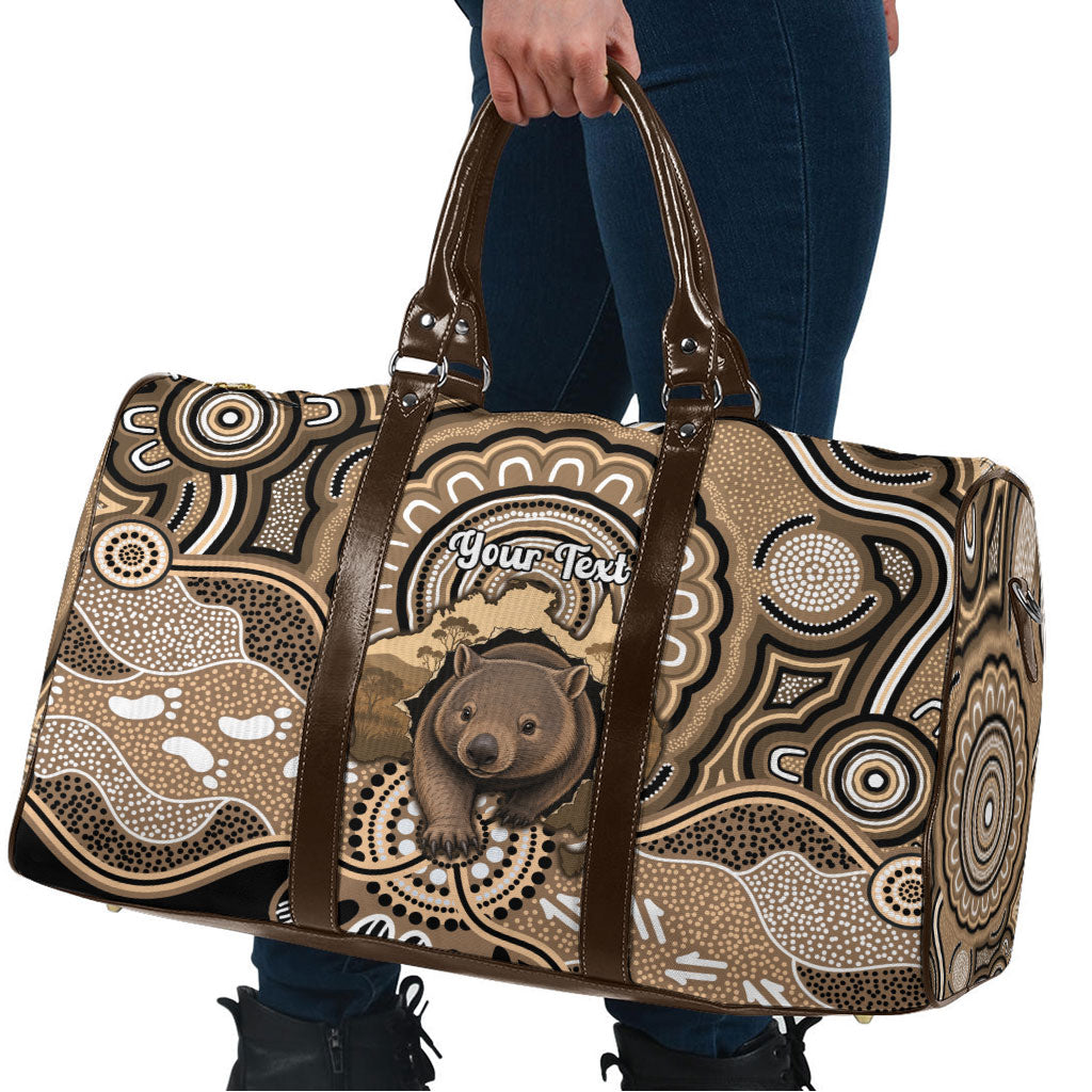 Personalised Australia Wombat Travel Bag Aussie Map Indigenous Art