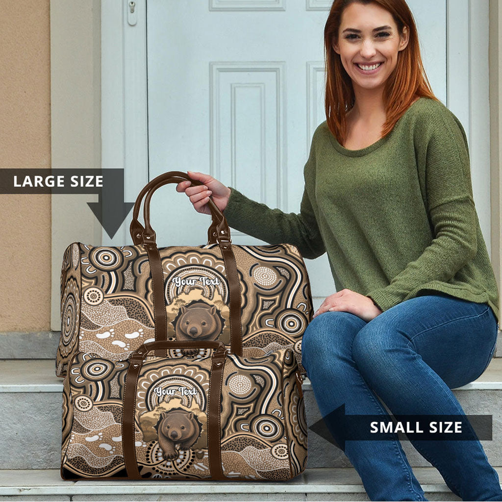 Personalised Australia Wombat Travel Bag Aussie Map Indigenous Art