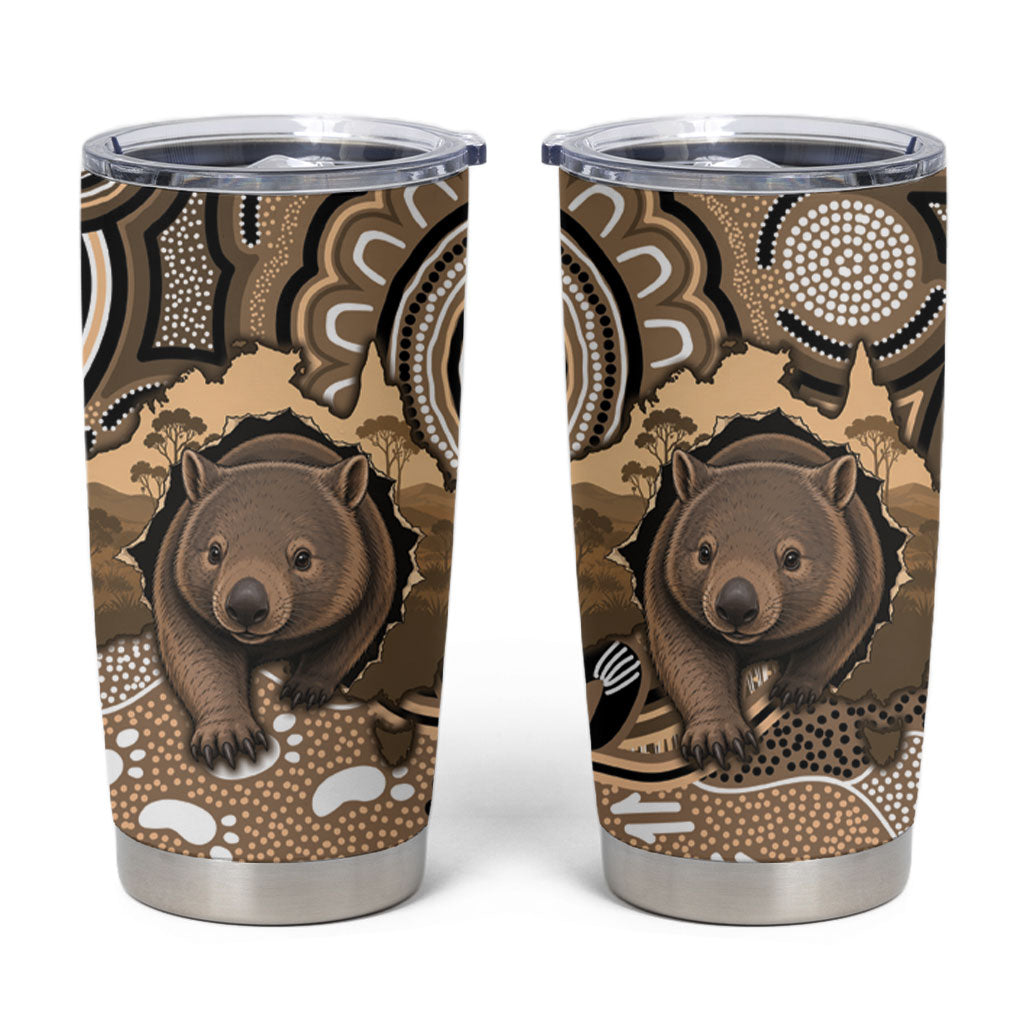 Personalised Australia Wombat Tumbler Cup Aussie Map Indigenous Art