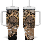 Personalised Australia Wombat Tumbler With Handle Aussie Map Indigenous Art