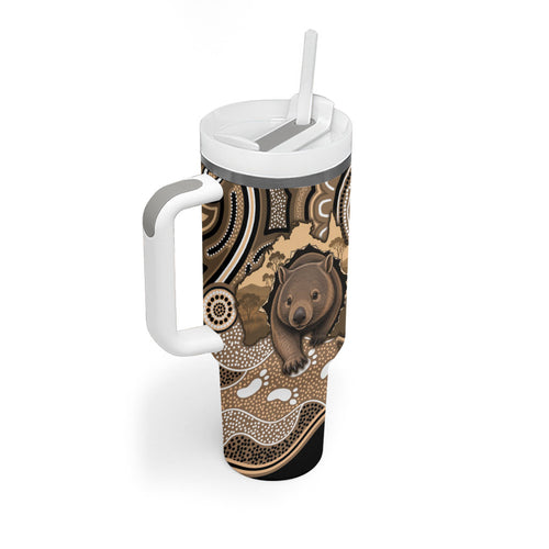 Personalised Australia Wombat Tumbler With Handle Aussie Map Indigenous Art