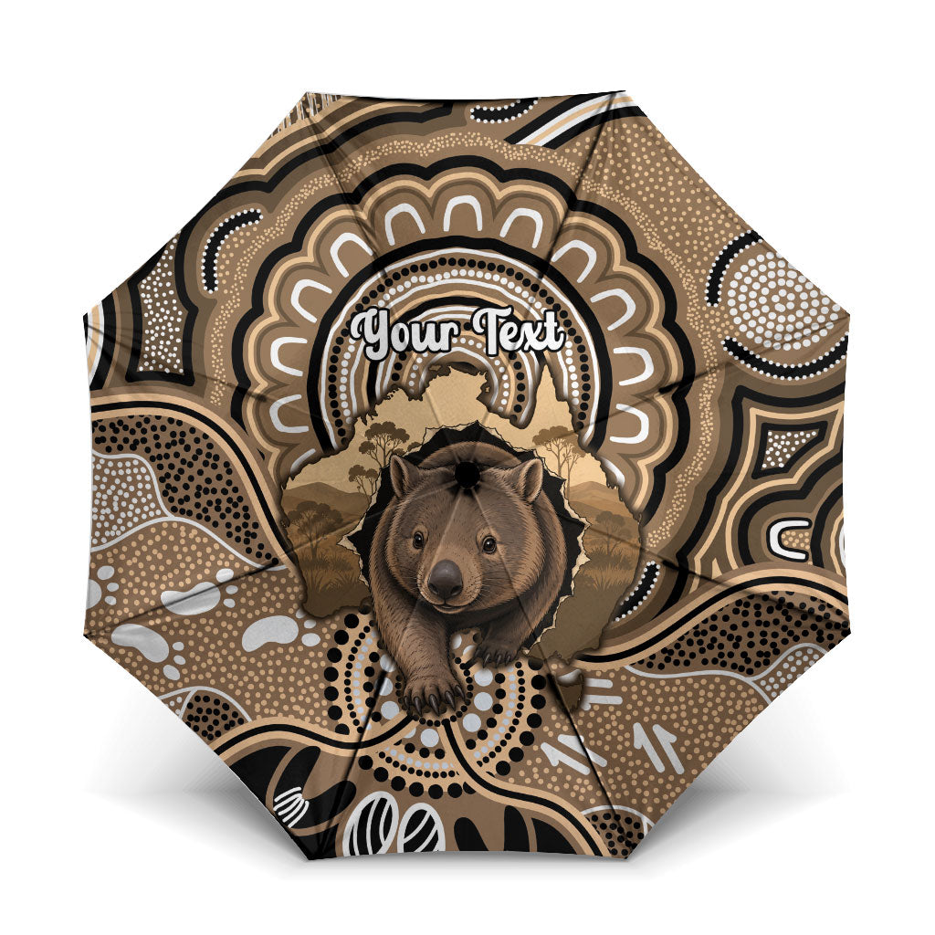 Personalised Australia Wombat Umbrella Aussie Map Indigenous Art