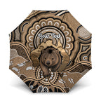 Personalised Australia Wombat Umbrella Aussie Map Indigenous Art