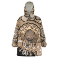 Personalised Australia Wombat Wearable Blanket Hoodie Aussie Map Indigenous Art