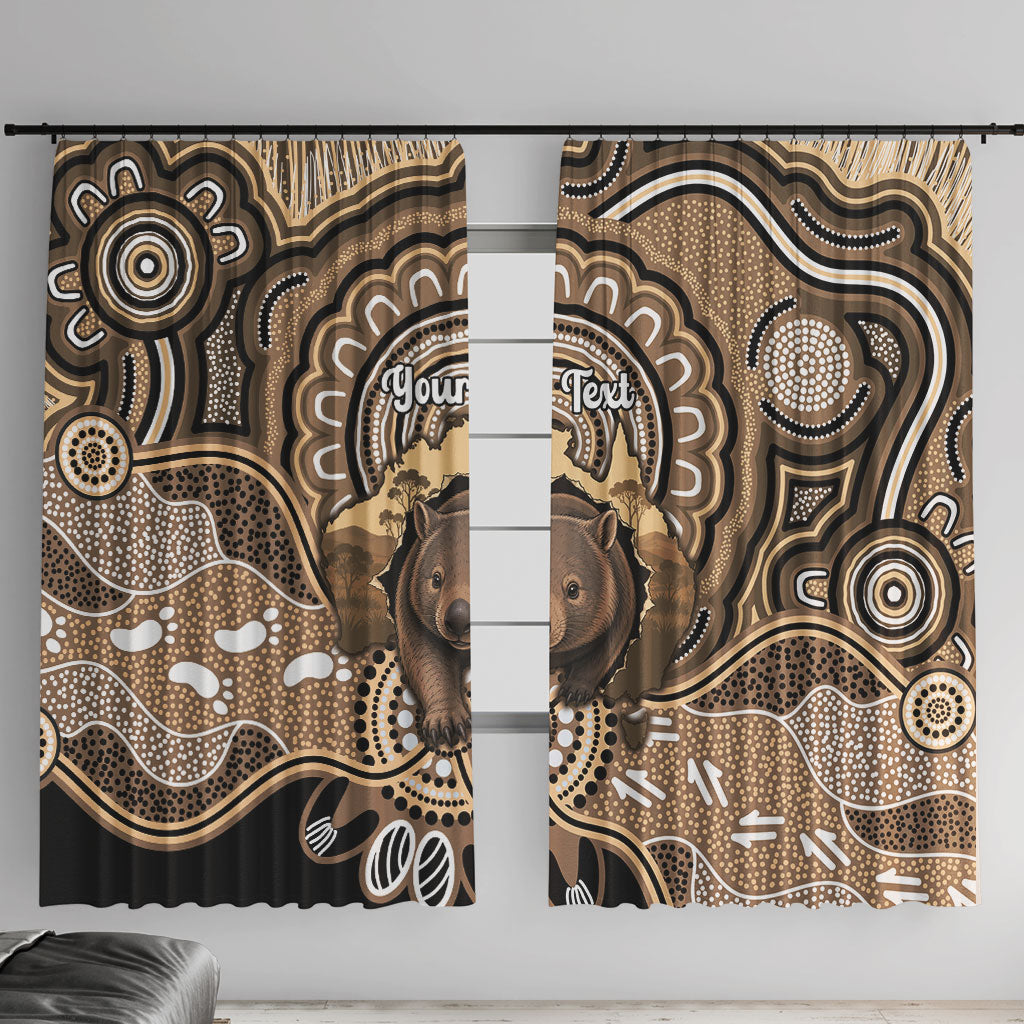 Personalised Australia Wombat Window Curtain Aussie Map Indigenous Art