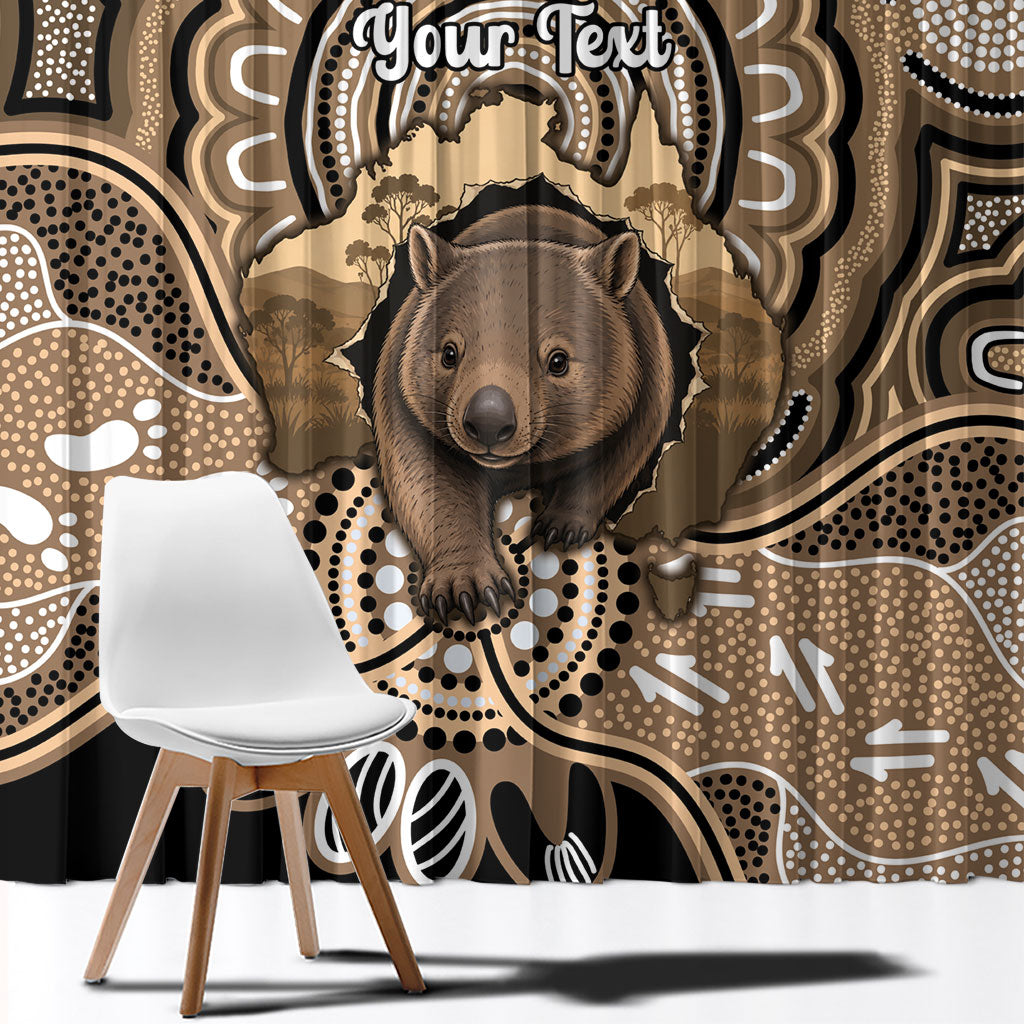 Personalised Australia Wombat Window Curtain Aussie Map Indigenous Art
