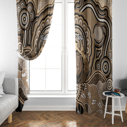 Personalised Australia Wombat Window Curtain Aussie Map Indigenous Art