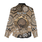 Personalised Australia Wombat Women Casual Shirt Aussie Map Indigenous Art