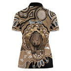 Personalised Australia Wombat Women Polo Shirt Aussie Map Indigenous Art