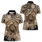 Personalised Australia Wombat Women Polo Shirt Aussie Map Indigenous Art
