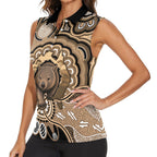 Personalised Australia Wombat Women Sleeveless Polo Shirt Aussie Map Indigenous Art