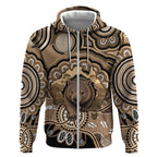 Personalised Australia Wombat Zip Hoodie Aussie Map Indigenous Art