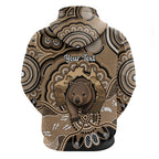 Personalised Australia Wombat Zip Hoodie Aussie Map Indigenous Art