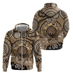Personalised Australia Wombat Zip Hoodie Aussie Map Indigenous Art