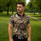Personalised Australia Wombat Zipper Polo Shirt Aussie Map Indigenous Art
