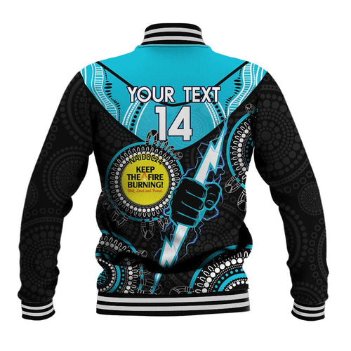 Custom AFL Power NAIDOC Week Baseball Jacket Keep The Fire Burning Indigenous Art