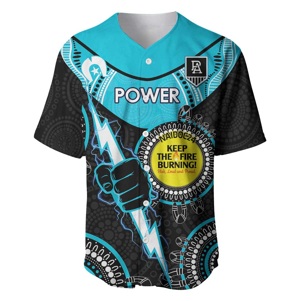 Custom AFL Power NAIDOC Week Baseball Jersey Keep The Fire Burning Indigenous Art