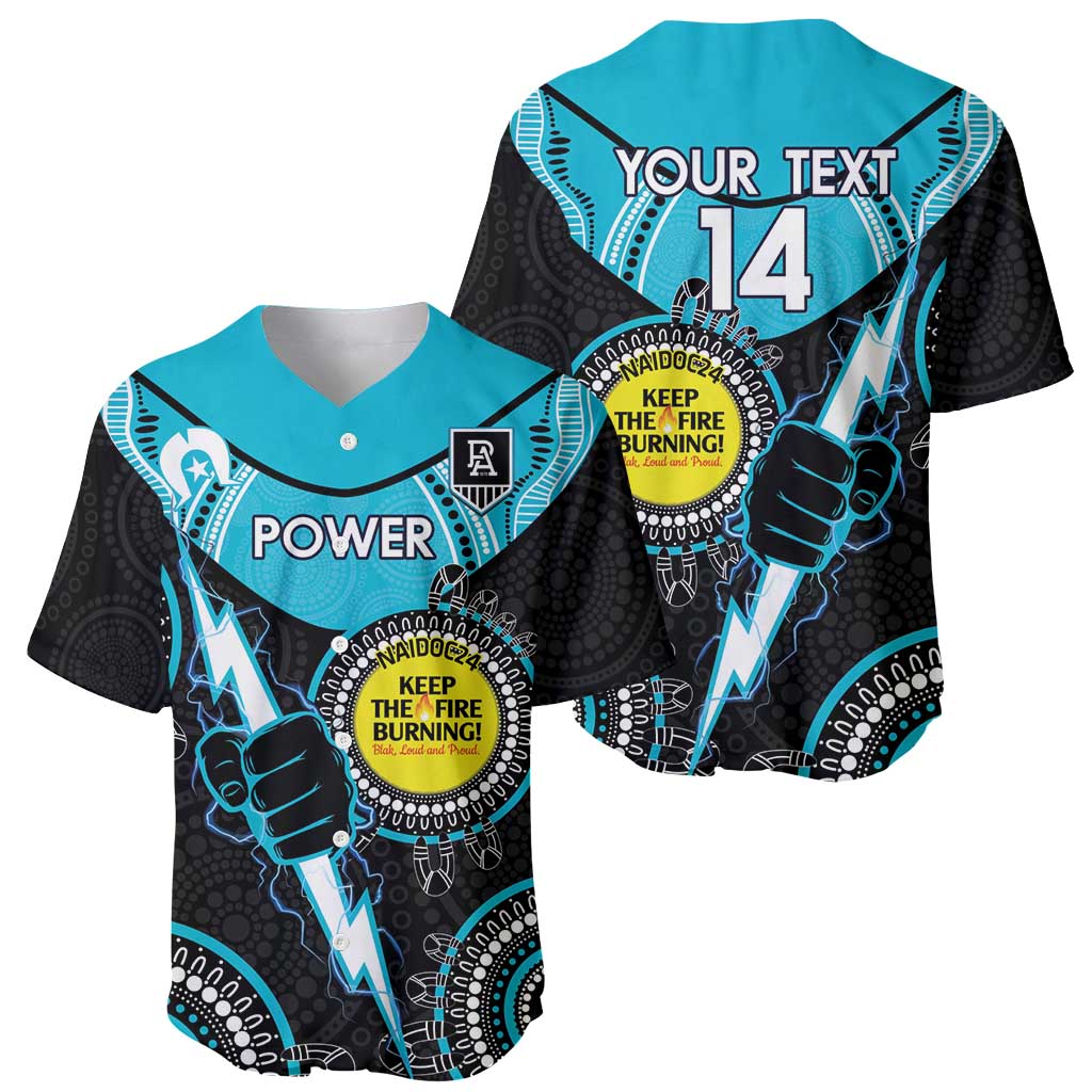 Custom AFL Power NAIDOC Week Baseball Jersey Keep The Fire Burning Indigenous Art