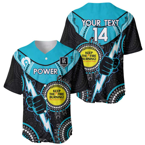 Custom AFL Power NAIDOC Week Baseball Jersey Keep The Fire Burning Indigenous Art
