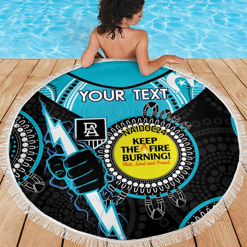 Custom AFL Power NAIDOC Week Beach Blanket Keep The Fire Burning Indigenous Art