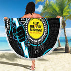Custom AFL Power NAIDOC Week Beach Blanket Keep The Fire Burning Indigenous Art