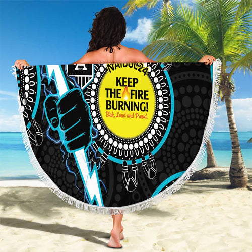 Custom AFL Power NAIDOC Week Beach Blanket Keep The Fire Burning Indigenous Art