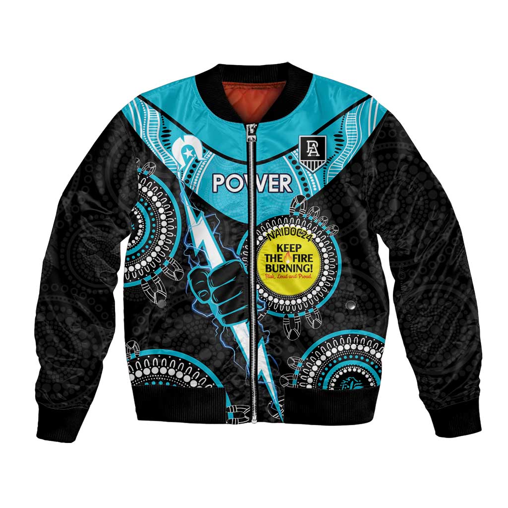 Custom AFL Power NAIDOC Week Bomber Jacket Keep The Fire Burning Indigenous Art