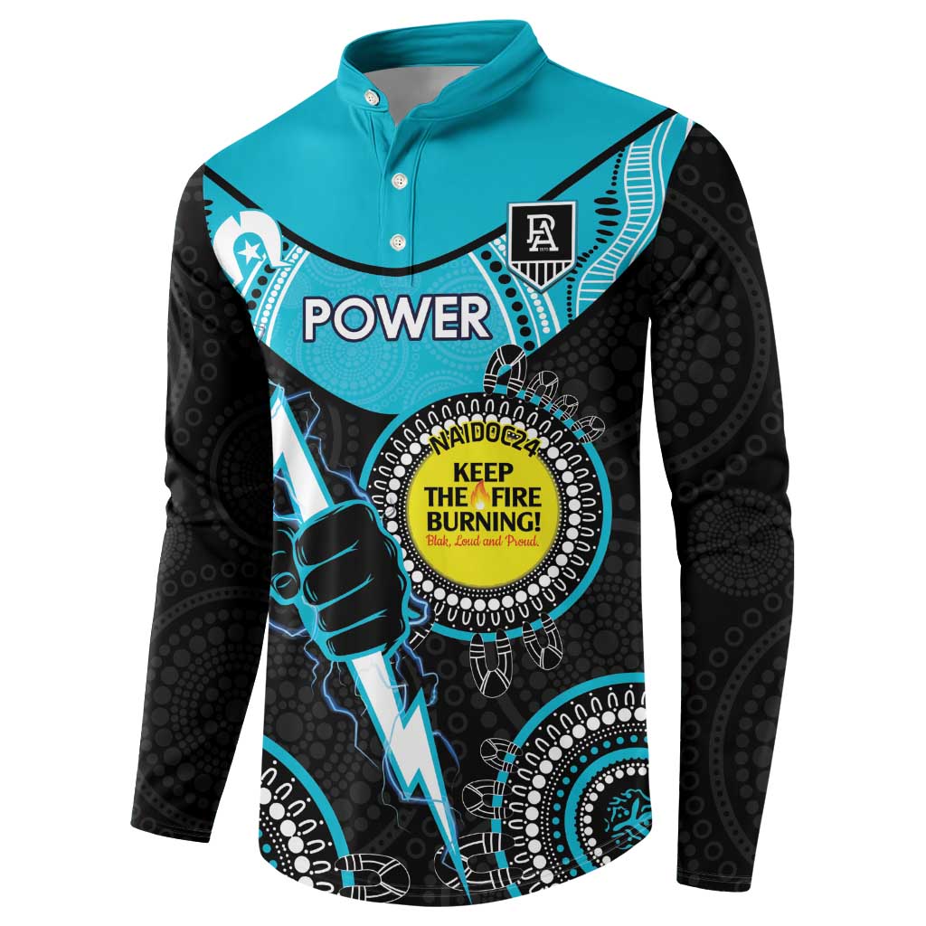 Custom AFL Power NAIDOC Week Button Sweatshirt Keep The Fire Burning Indigenous Art