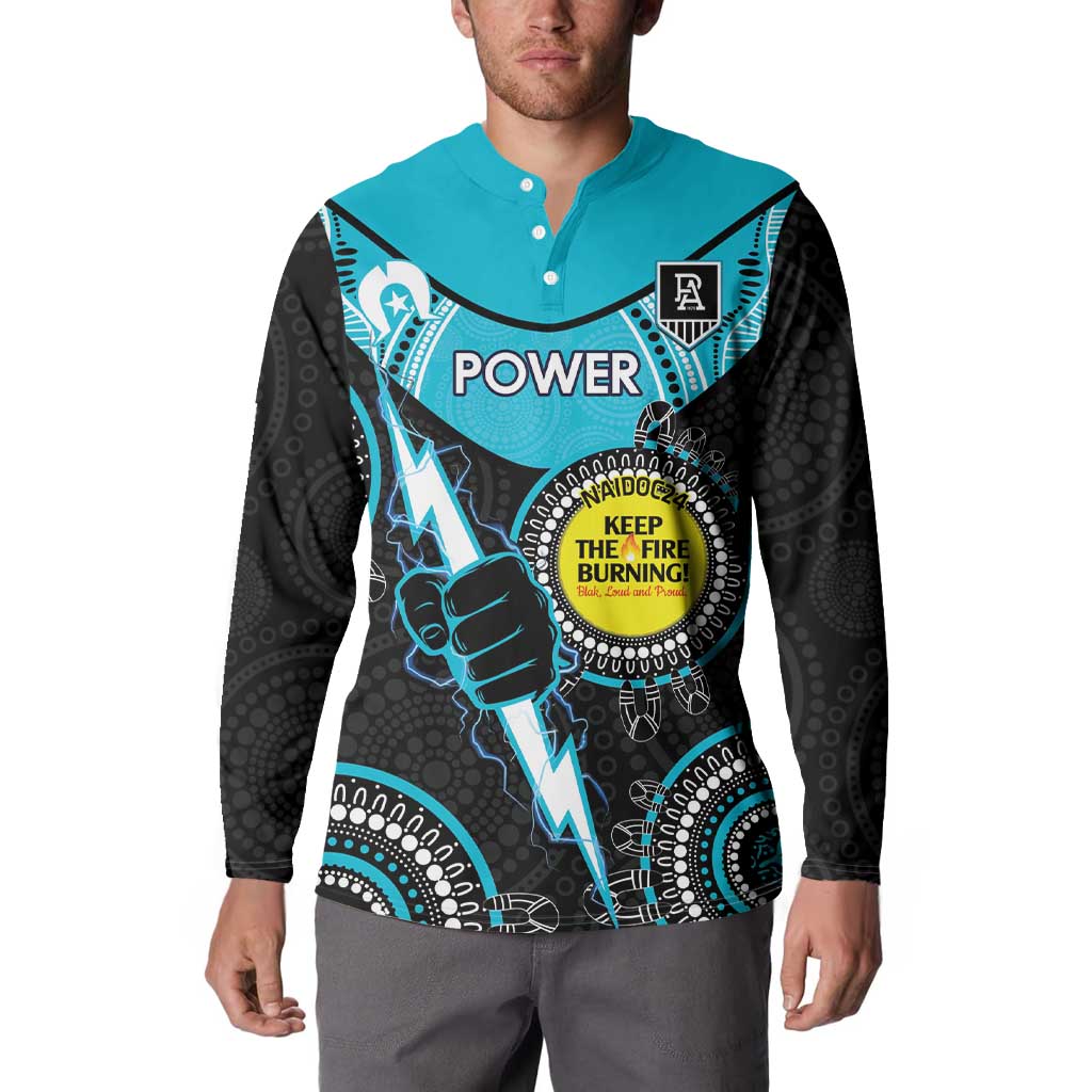 Custom AFL Power NAIDOC Week Button Sweatshirt Keep The Fire Burning Indigenous Art