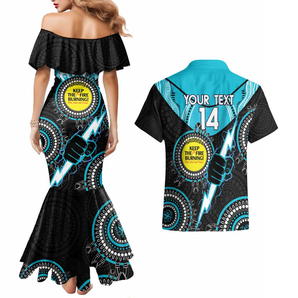 Custom AFL Power NAIDOC Week Couples Matching Mermaid Dress and Hawaiian Shirt Keep The Fire Burning Indigenous Art
