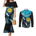 Custom AFL Power NAIDOC Week Couples Matching Mermaid Dress and Long Sleeve Button Shirt Keep The Fire Burning Indigenous Art