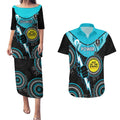 Custom AFL Power NAIDOC Week Couples Matching Puletasi and Hawaiian Shirt Keep The Fire Burning Indigenous Art