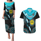 Custom AFL Power NAIDOC Week Couples Matching Puletasi and Hawaiian Shirt Keep The Fire Burning Indigenous Art