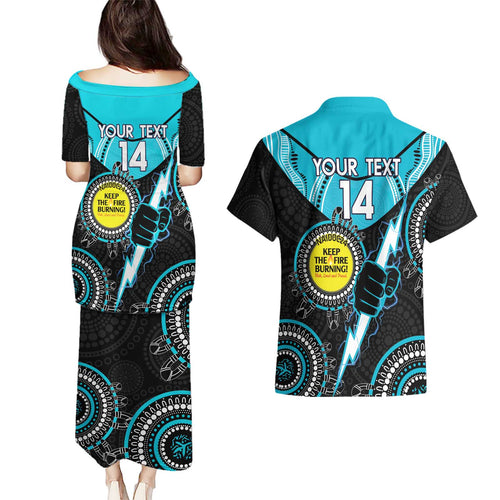 Custom AFL Power NAIDOC Week Couples Matching Puletasi and Hawaiian Shirt Keep The Fire Burning Indigenous Art