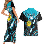 Custom AFL Power NAIDOC Week Couples Matching Short Sleeve Bodycon Dress and Hawaiian Shirt Keep The Fire Burning Indigenous Art