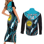 Custom AFL Power NAIDOC Week Couples Matching Short Sleeve Bodycon Dress and Long Sleeve Button Shirt Keep The Fire Burning Indigenous Art