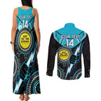 Custom AFL Power NAIDOC Week Couples Matching Tank Maxi Dress and Long Sleeve Button Shirt Keep The Fire Burning Indigenous Art