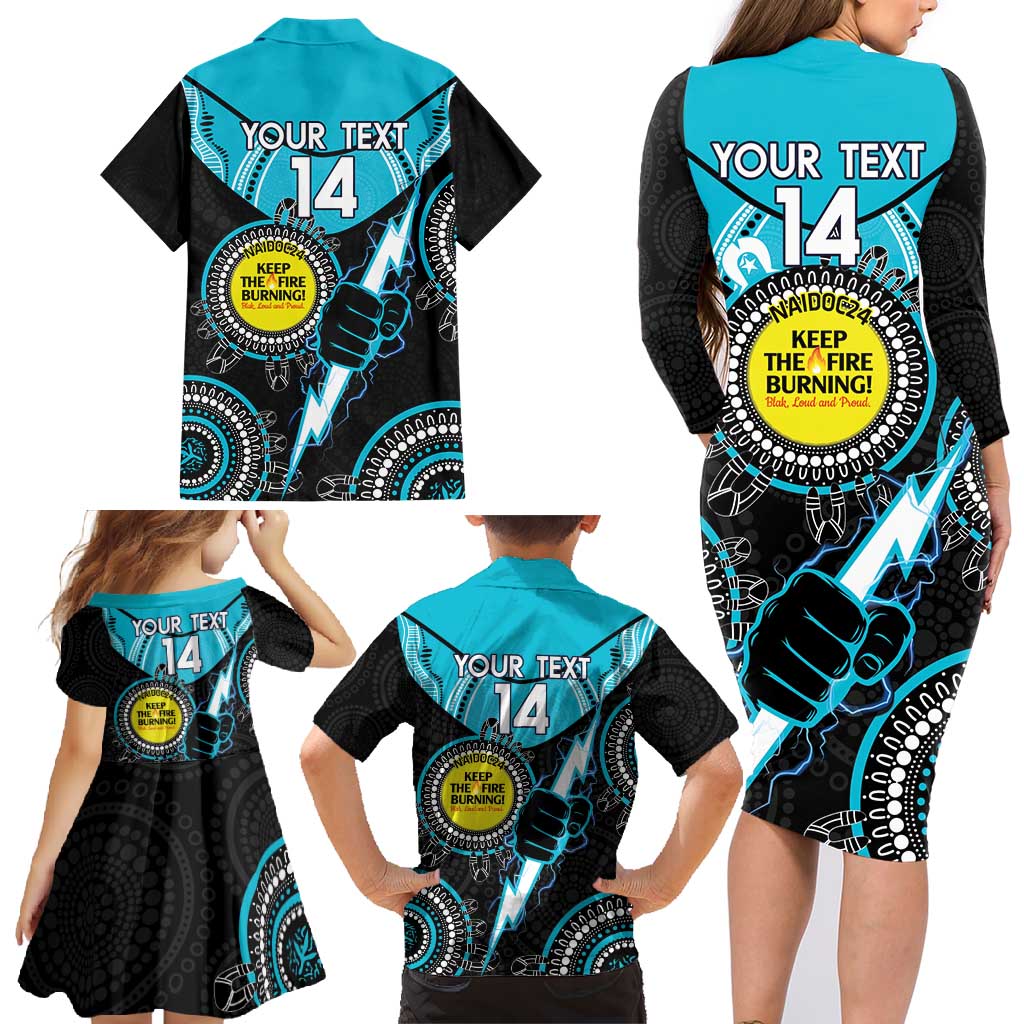 Custom AFL Power NAIDOC Week Family Matching Long Sleeve Bodycon Dress and Hawaiian Shirt Keep The Fire Burning Indigenous Art