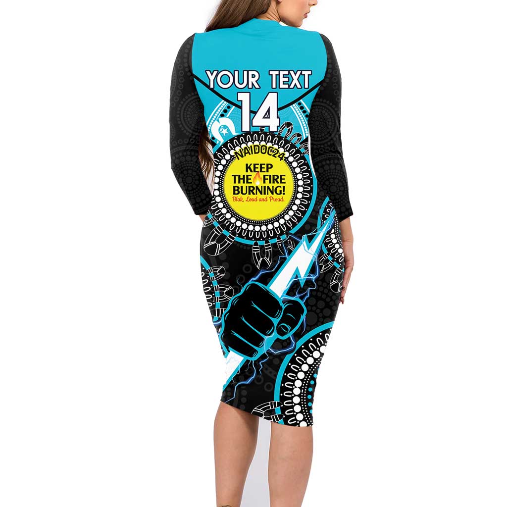 Custom AFL Power NAIDOC Week Family Matching Long Sleeve Bodycon Dress and Hawaiian Shirt Keep The Fire Burning Indigenous Art