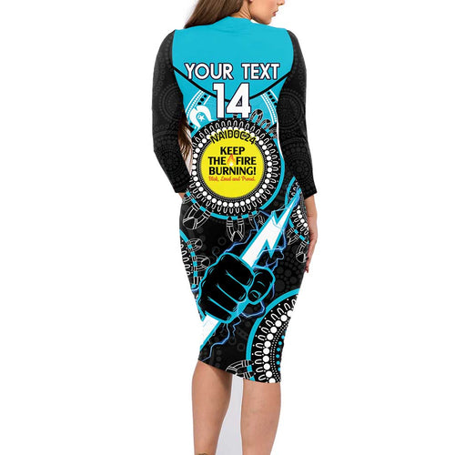 Custom AFL Power NAIDOC Week Family Matching Long Sleeve Bodycon Dress and Hawaiian Shirt Keep The Fire Burning Indigenous Art
