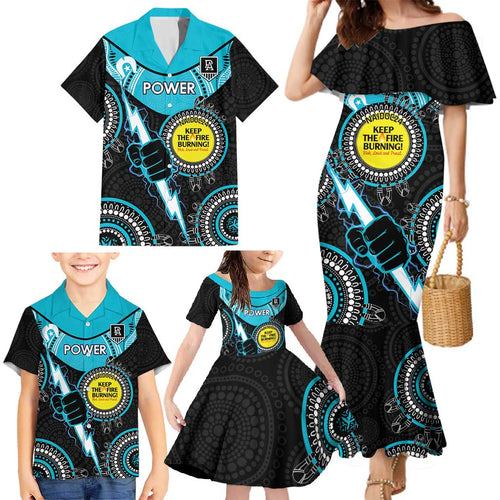 Custom AFL Power NAIDOC Week Family Matching Mermaid Dress and Hawaiian Shirt Keep The Fire Burning Indigenous Art