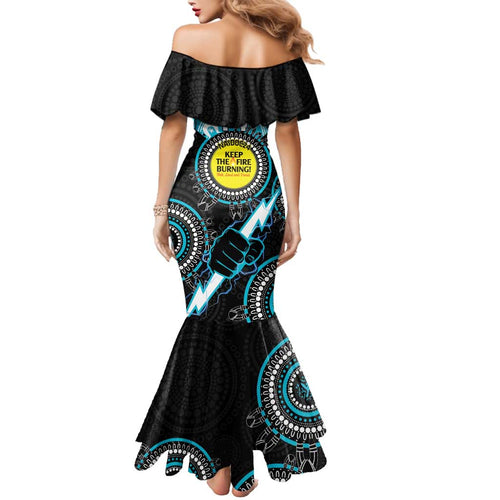 Custom AFL Power NAIDOC Week Family Matching Mermaid Dress and Hawaiian Shirt Keep The Fire Burning Indigenous Art