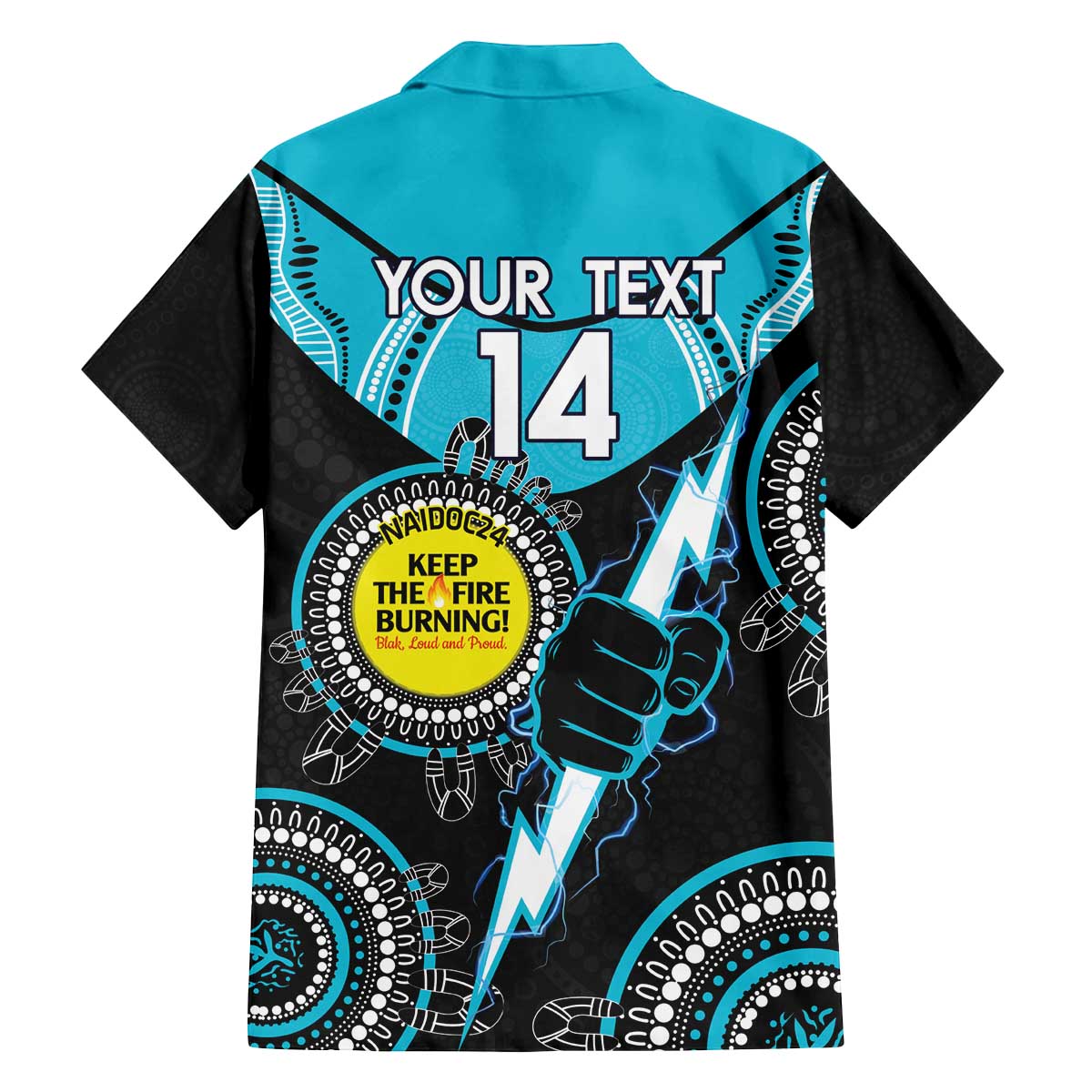 Custom AFL Power NAIDOC Week Family Matching Off The Shoulder Long Sleeve Dress and Hawaiian Shirt Keep The Fire Burning Indigenous Art