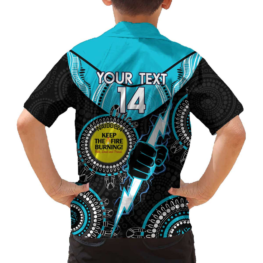 Custom AFL Power NAIDOC Week Family Matching Off Shoulder Short Dress and Hawaiian Shirt Keep The Fire Burning Indigenous Art