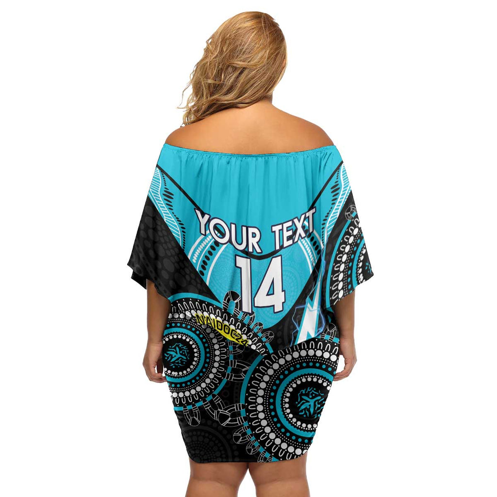 Custom AFL Power NAIDOC Week Family Matching Off Shoulder Short Dress and Hawaiian Shirt Keep The Fire Burning Indigenous Art