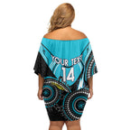Custom AFL Power NAIDOC Week Family Matching Off Shoulder Short Dress and Hawaiian Shirt Keep The Fire Burning Indigenous Art