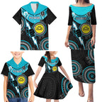 Custom AFL Power NAIDOC Week Family Matching Puletasi and Hawaiian Shirt Keep The Fire Burning Indigenous Art